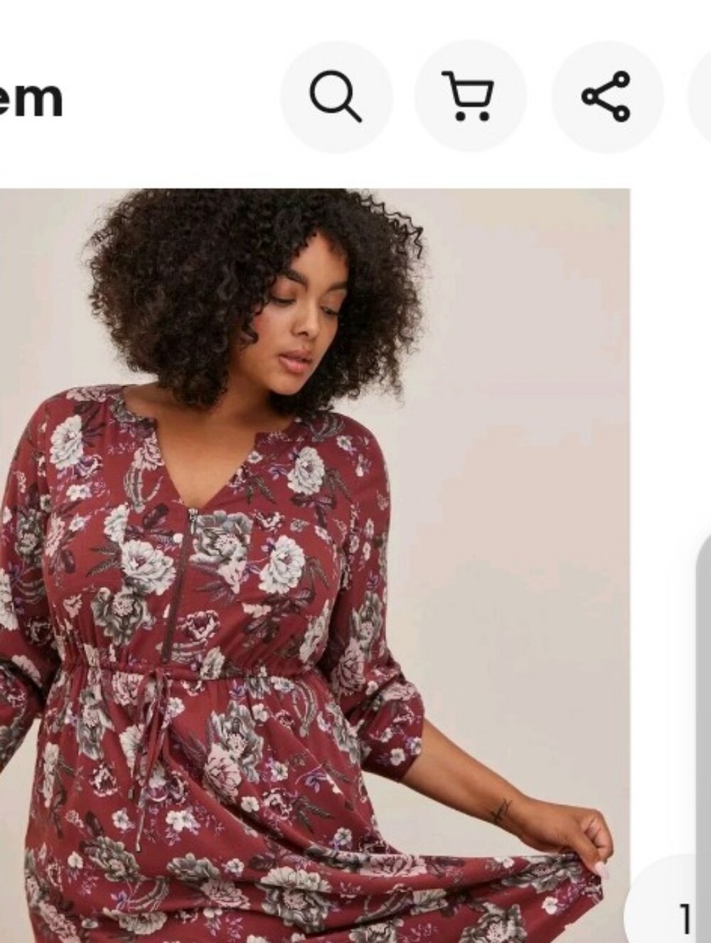 torrid Brown Womens Size 00 (M/L) Floral V-Neck Zip Front Tie Elastic Midi Dress